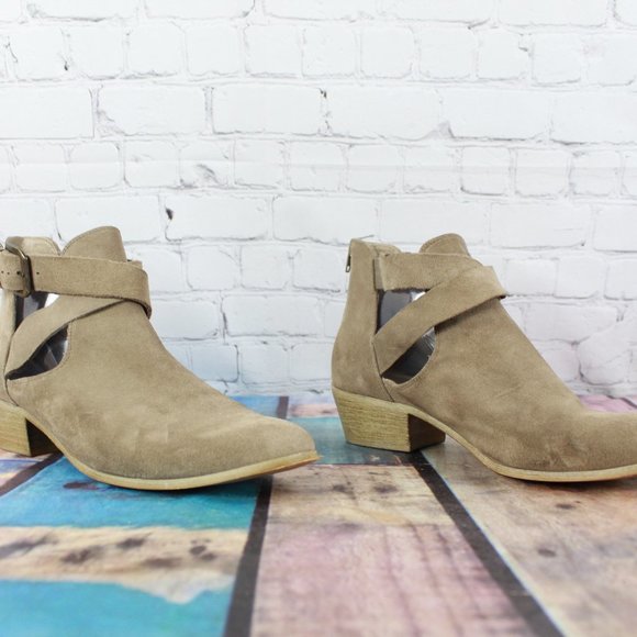 Sole Society Brigitte Brown Suede Back Zip Stacked Heel Ankle Boots US 10 - Picture 3 of 10